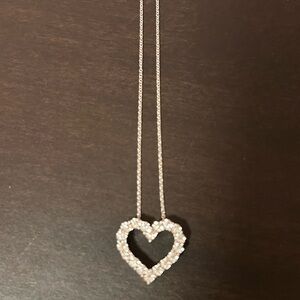 14K White Gold and 0.25ct Natural Diamond Heart Shaped Pendant